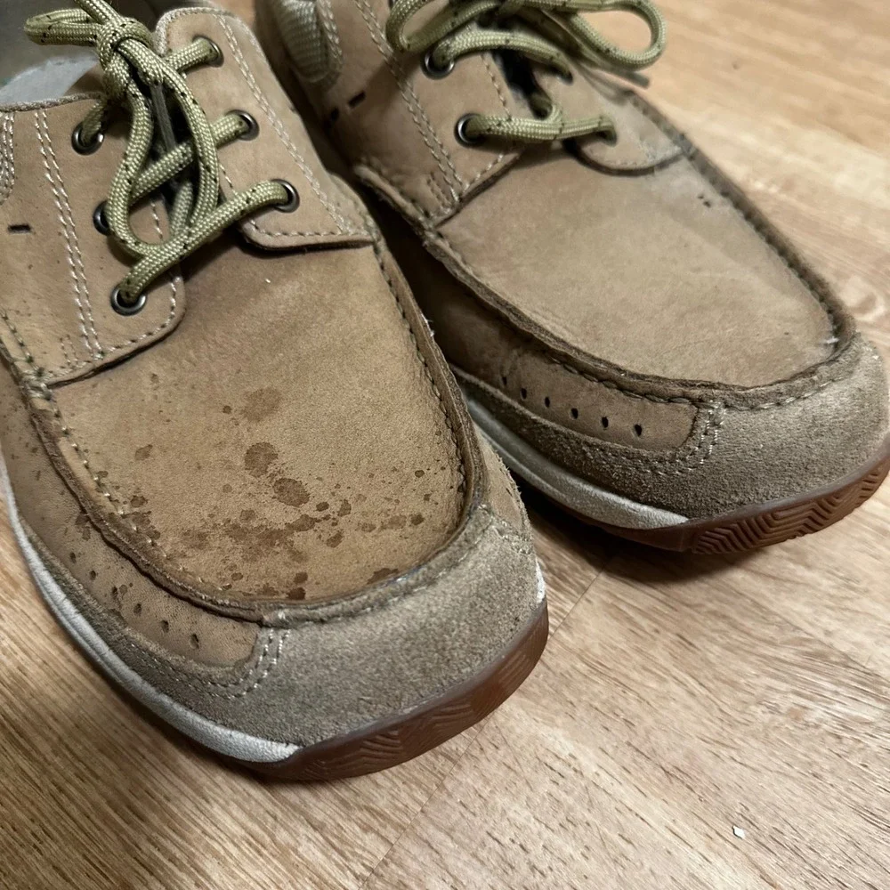 Clarks | Men's Tan Brown Nubuck Coastal Ortholite Leather Boat Shoes, Size 8.5